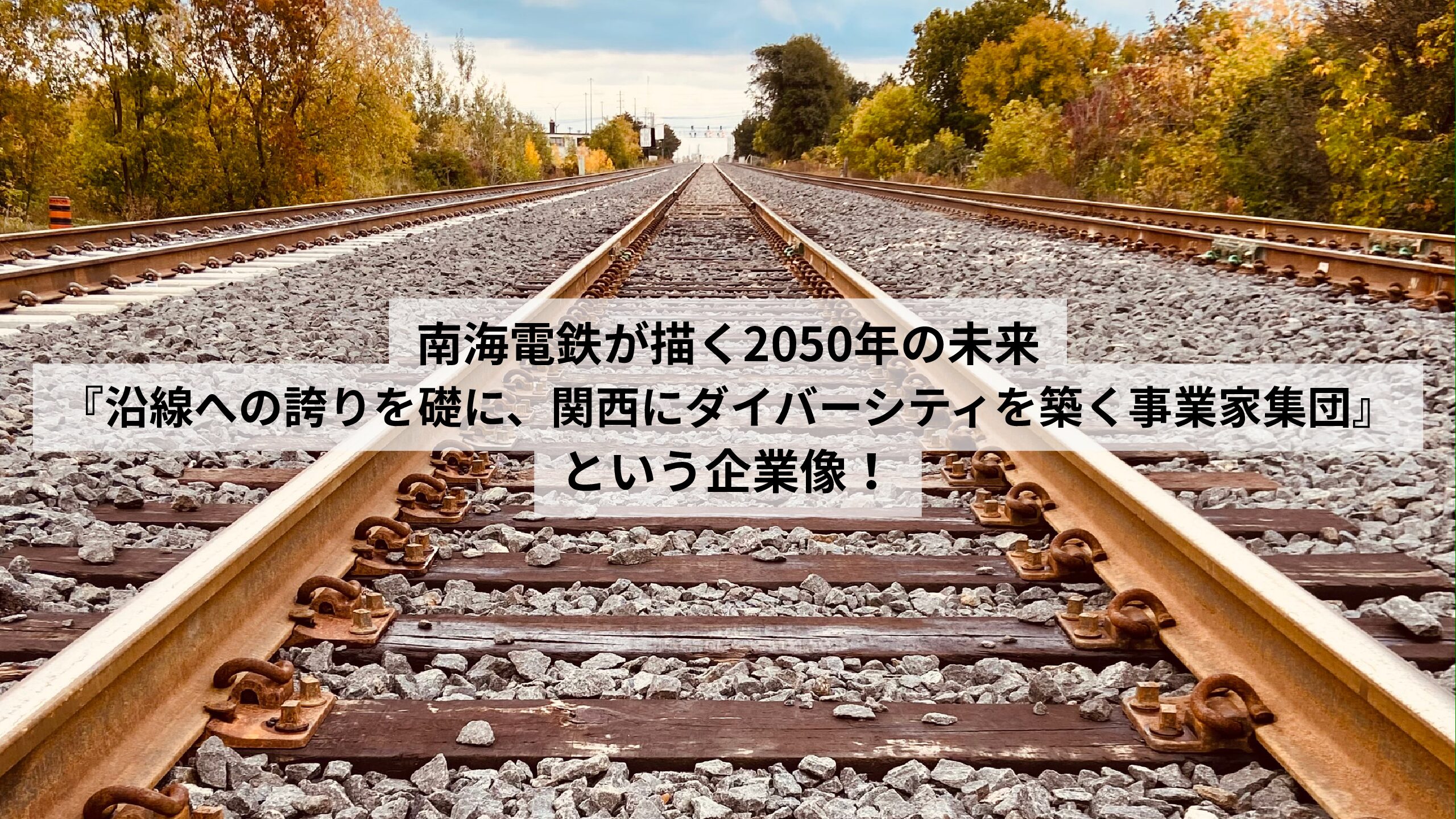 南海電鉄が描く2050年の未来『沿線への誇りを礎に、関西にダイバーシティを築く事業家集団』という企業像！