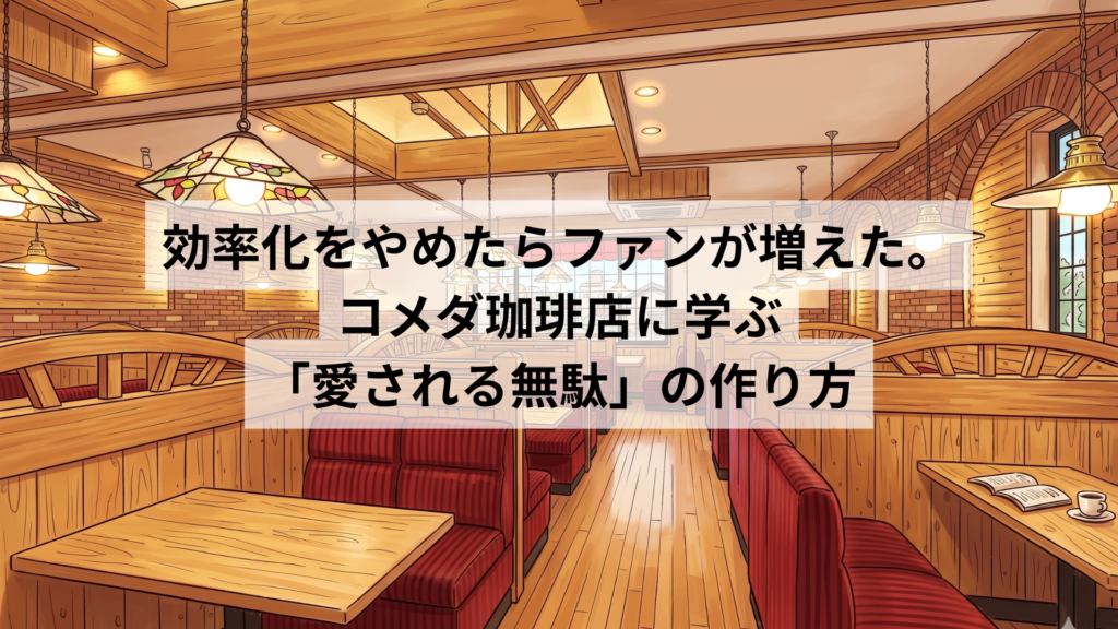 効率化をやめたらファンが増えた。コメダ珈琲店に学ぶ「愛される無駄」の作り方